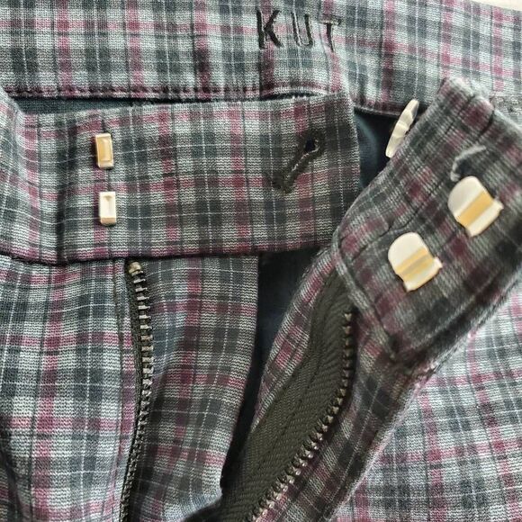 KUT from the Kloth Women’s Plaid Skinny Dress Pants Size 12 Purple Gray Stretch - Picture 5 of 7